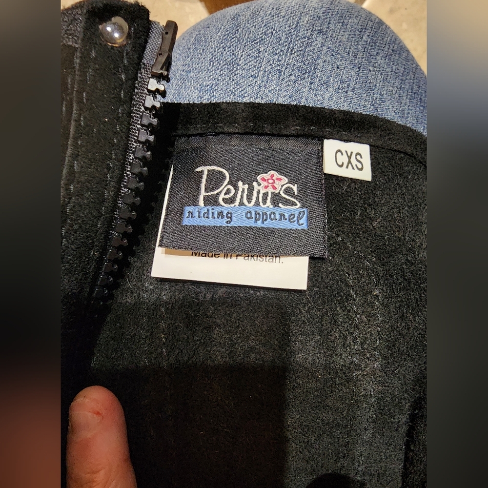 Perris Riding Apparel Black suede half Chaps children XS - Picture 4 of 5